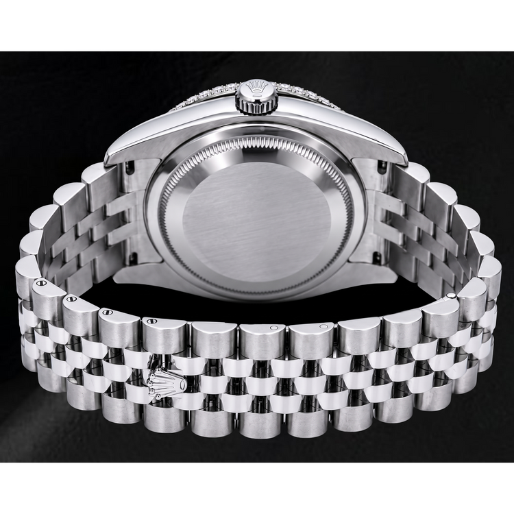 Rolex Datejust 116234 36 mm Montre en Acier Inoxydable Cadran Diamants Bleu Glacier Chiffres Romains