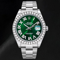 Rolex Datejust 126300 41 mm Montre en Acier Inoxydable Cadran Diamants Vert à Chiffres Romains