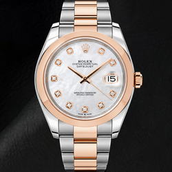 Rolex Datejust 126301 41 mm Montre Bicolore Cadran Diamants en Nacre Blanche