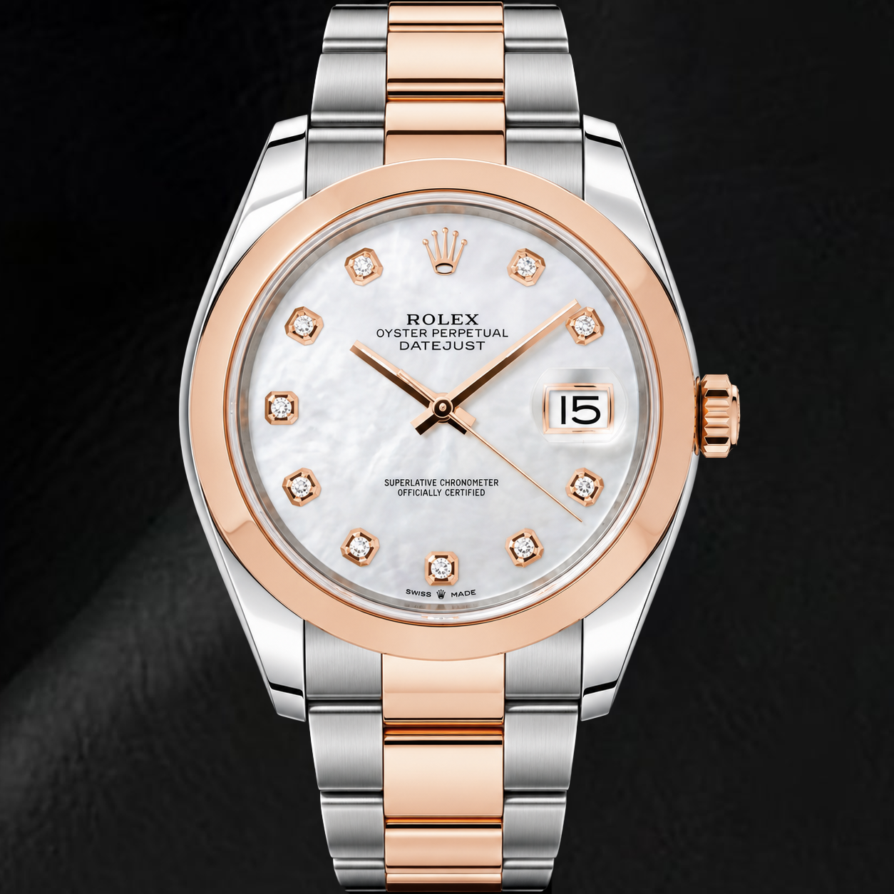 Rolex Datejust 126301 41 mm Montre Bicolore Cadran Diamants en Nacre Blanche
