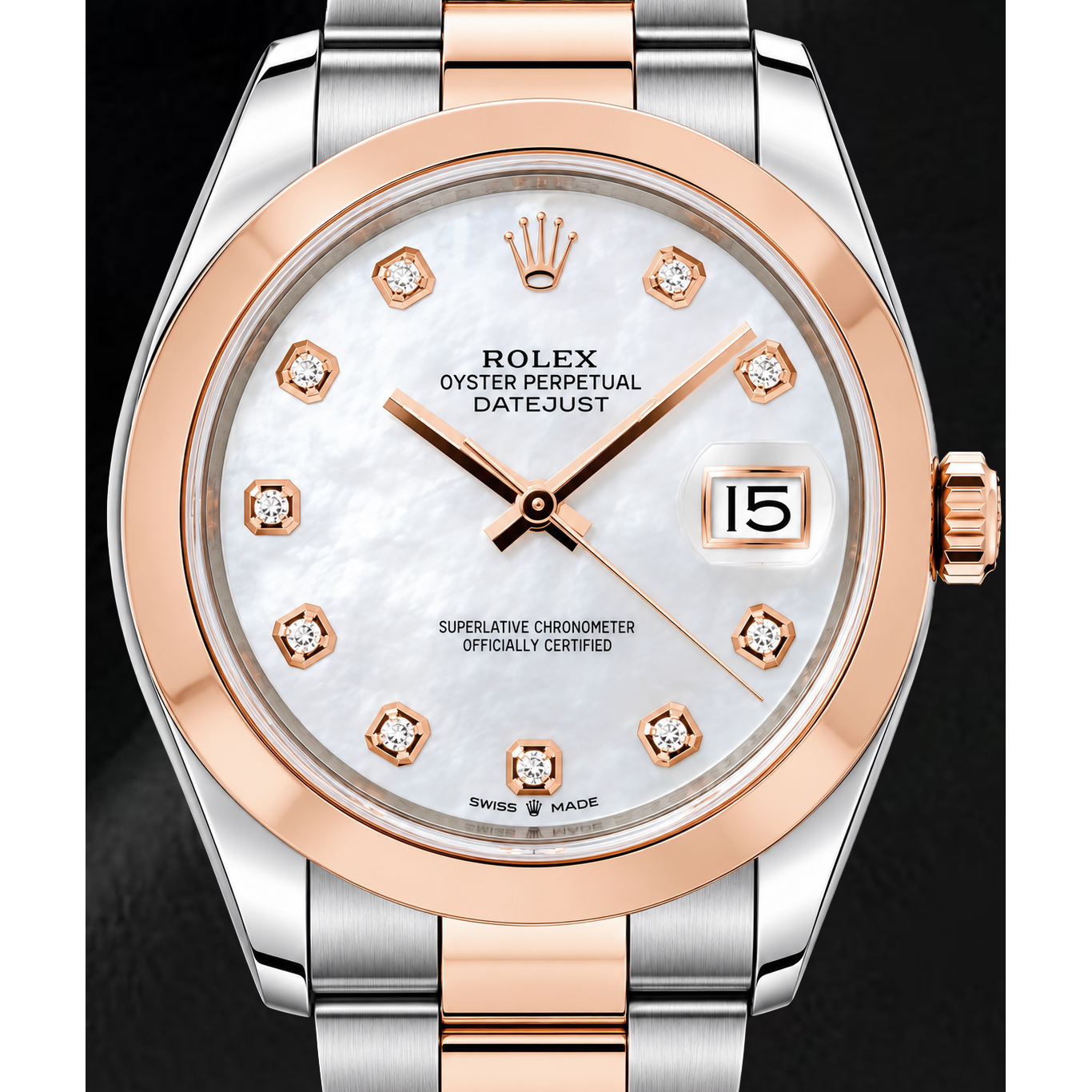 Rolex Datejust 126301 41 mm Montre Bicolore Cadran Diamants en Nacre Blanche