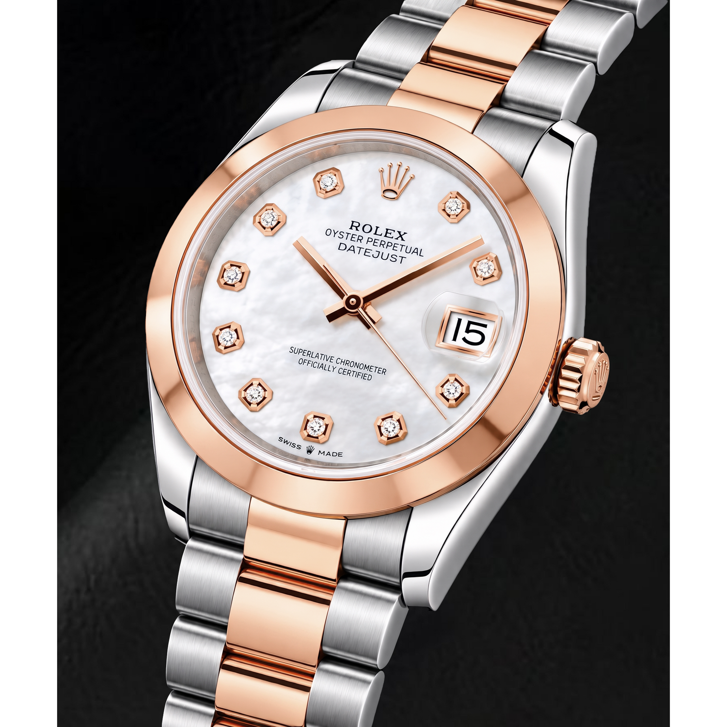 Rolex Datejust 126301 41 mm Montre Bicolore Cadran Diamants en Nacre Blanche