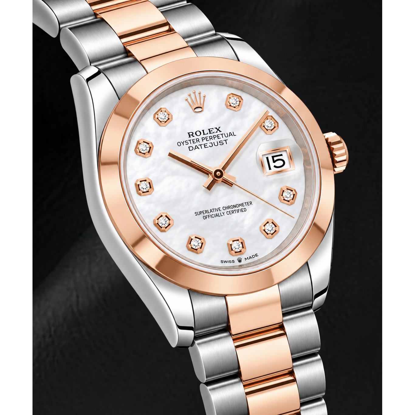 Rolex Datejust 126301 41 mm Montre Bicolore Cadran Diamants en Nacre Blanche