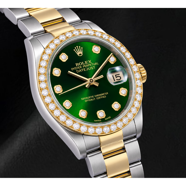 Rolex Datejust 16203 36 mm Montre Bicolore Cadran Diamants Vert