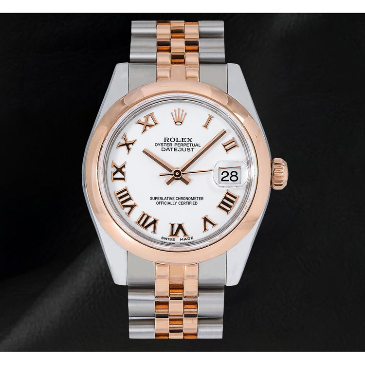 Rolex Datejust 178241 Montre Bicolore 31 mm Cadran Blanc à Chiffres Romains