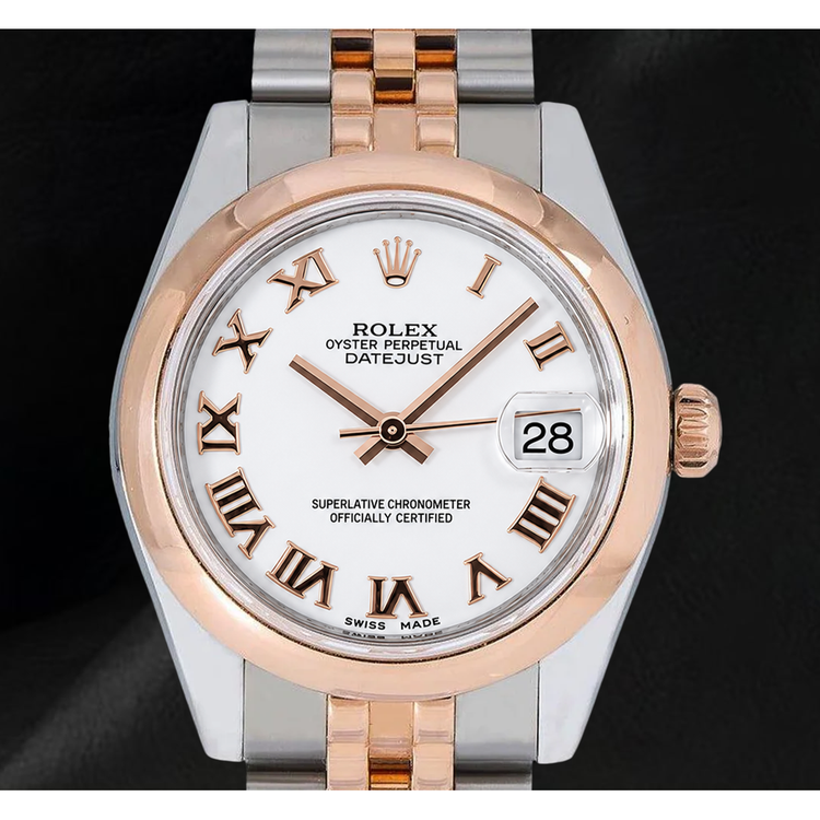 Rolex Datejust 178241 Montre Bicolore 31 mm Cadran Blanc à Chiffres Romains