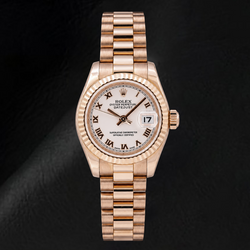 Rolex Datejust 179175 26 mm Montre en Or Rose Cadran Rose à Chiffres Romains