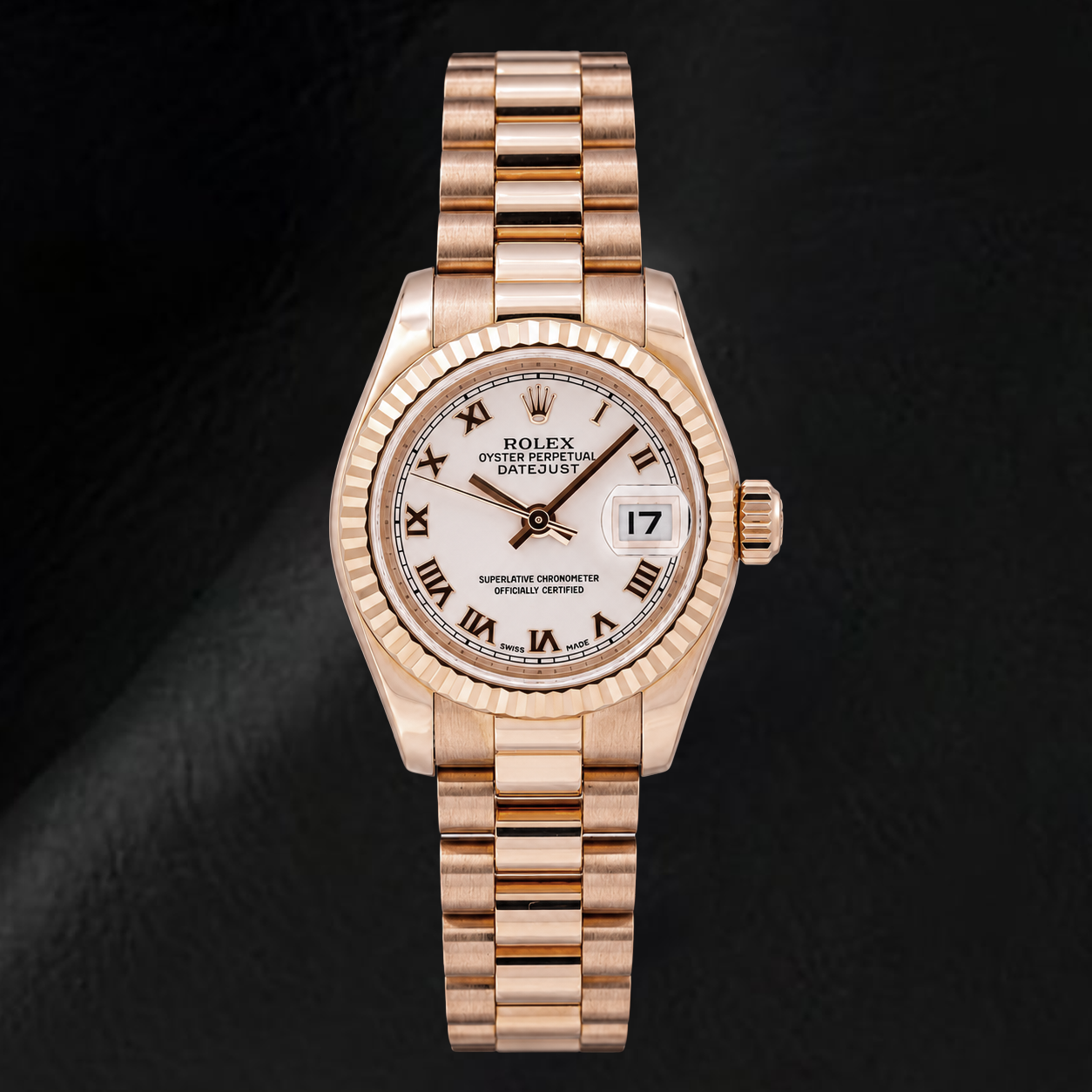 Rolex Datejust 179175 26 mm Montre en Or Rose Cadran Rose à Chiffres Romains