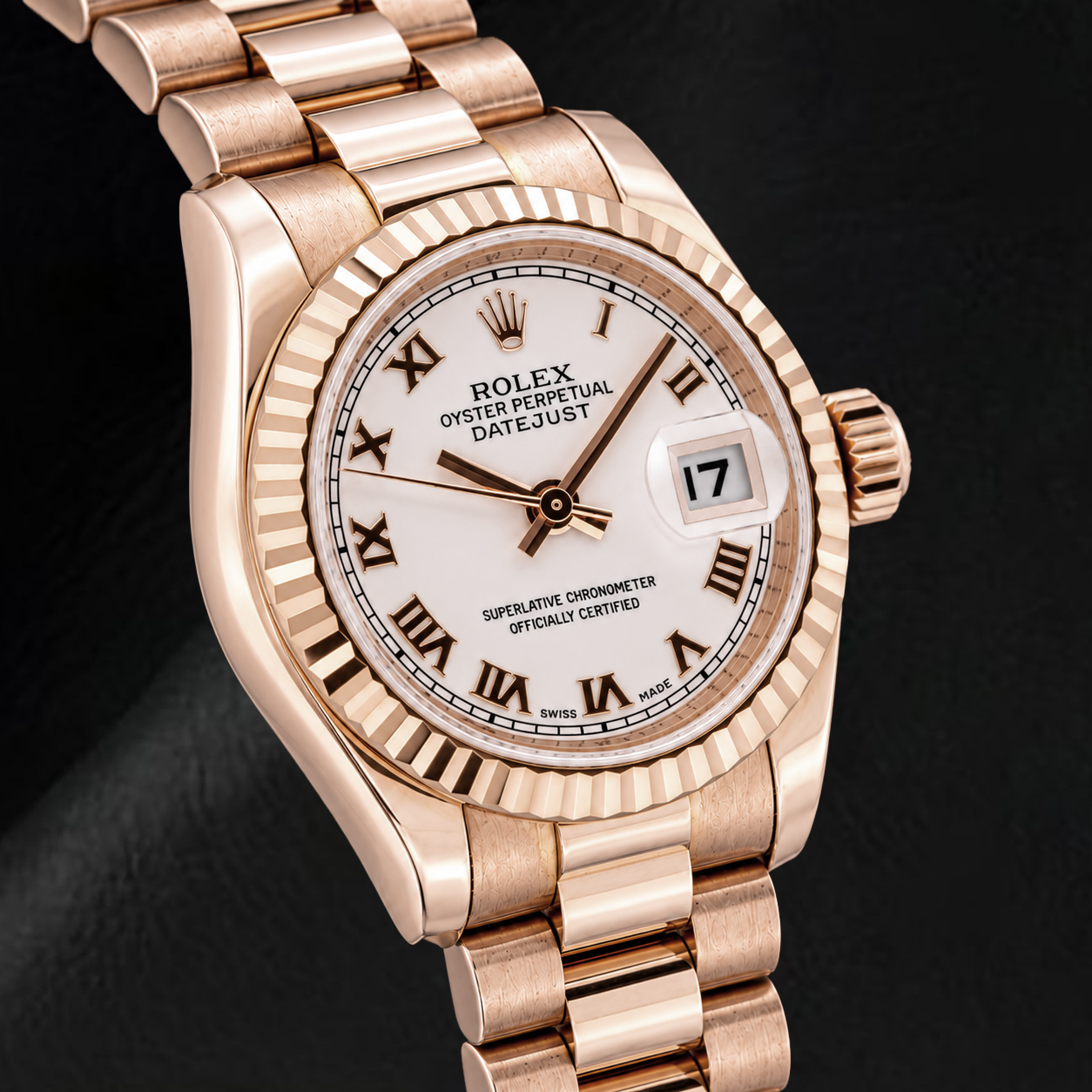 Rolex Datejust 179175 26 mm Montre en Or Rose Cadran Rose à Chiffres Romains