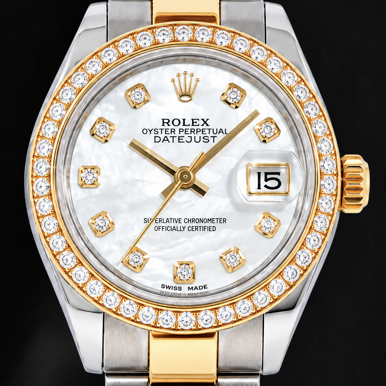 Rolex Datejust 279383RBR 28 mm Montre Bicolore Cadran Diamants Nacre Blanche