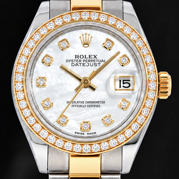 Rolex Datejust 279383RBR 28 mm Montre Bicolore Cadran Diamants Nacre Blanche