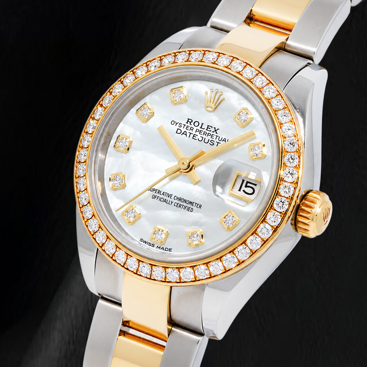 Rolex Datejust 279383RBR 28 mm Montre Bicolore Cadran Diamants Nacre Blanche