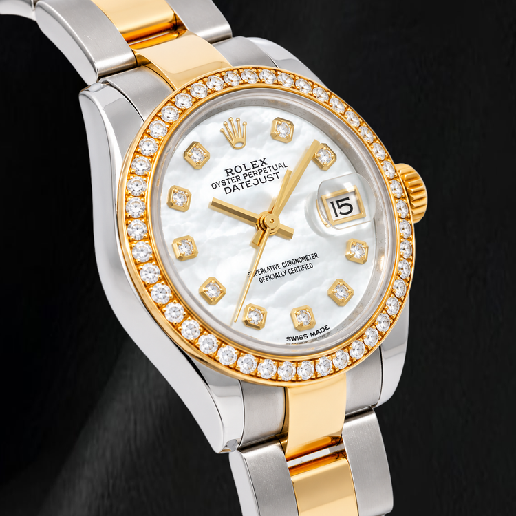 Rolex Datejust 279383RBR 28 mm Montre Bicolore Cadran Diamants Nacre Blanche