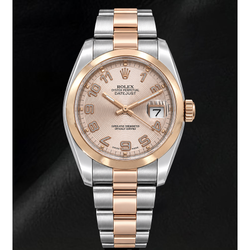 Rolex Datejust 36 mm 116201 Montre Bicolore Cadran Rose Concentrique à Chiffres Arabes