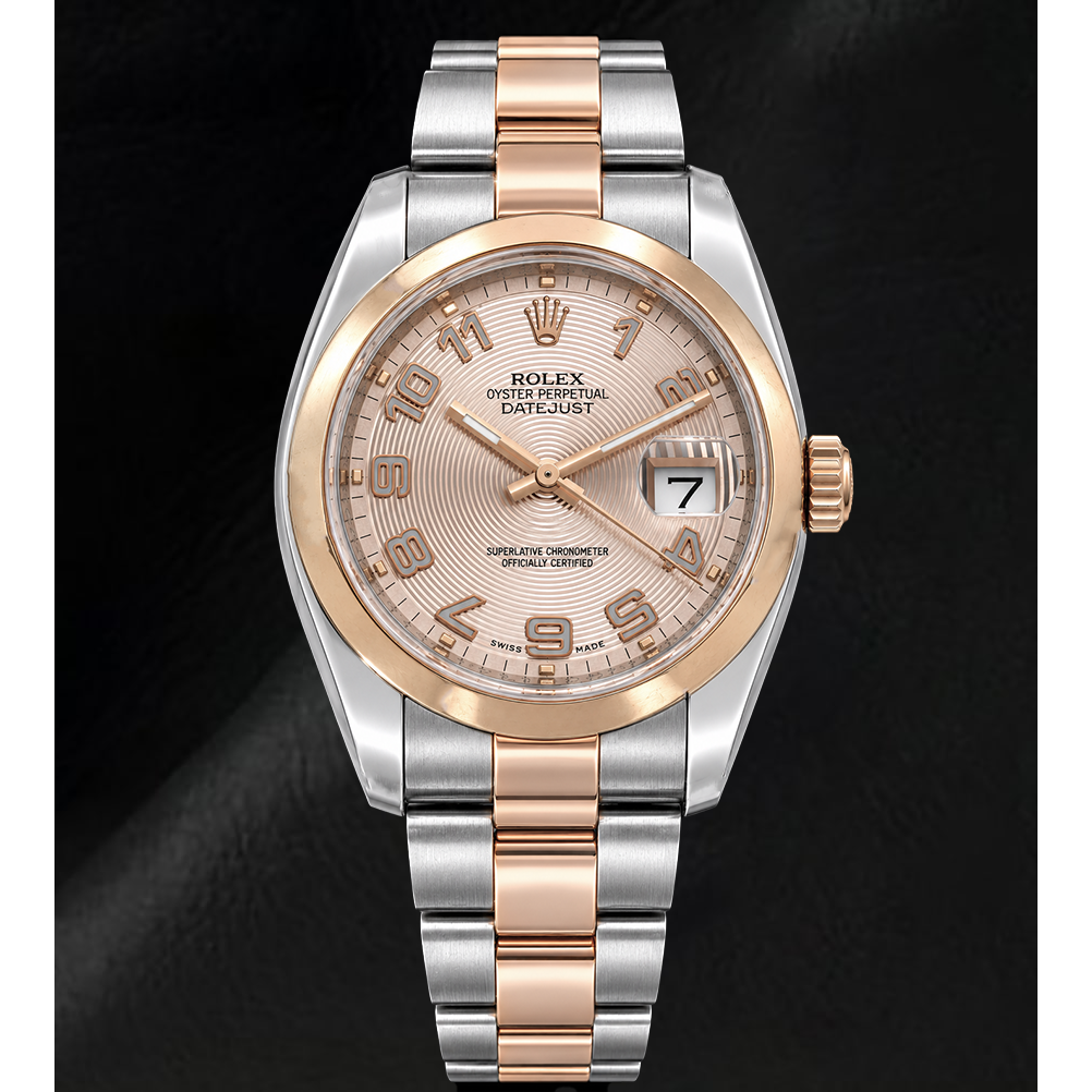 Rolex Datejust 36 mm 116201 Montre Bicolore Cadran Rose Concentrique à Chiffres Arabes