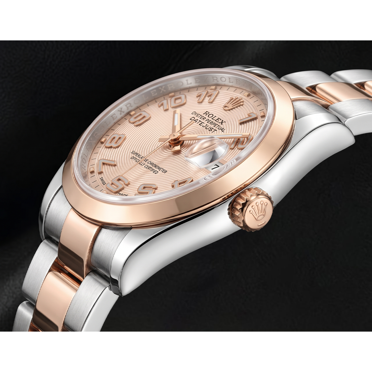 Rolex Datejust 36 mm 116201 Montre Bicolore Cadran Rose Concentrique à Chiffres Arabes