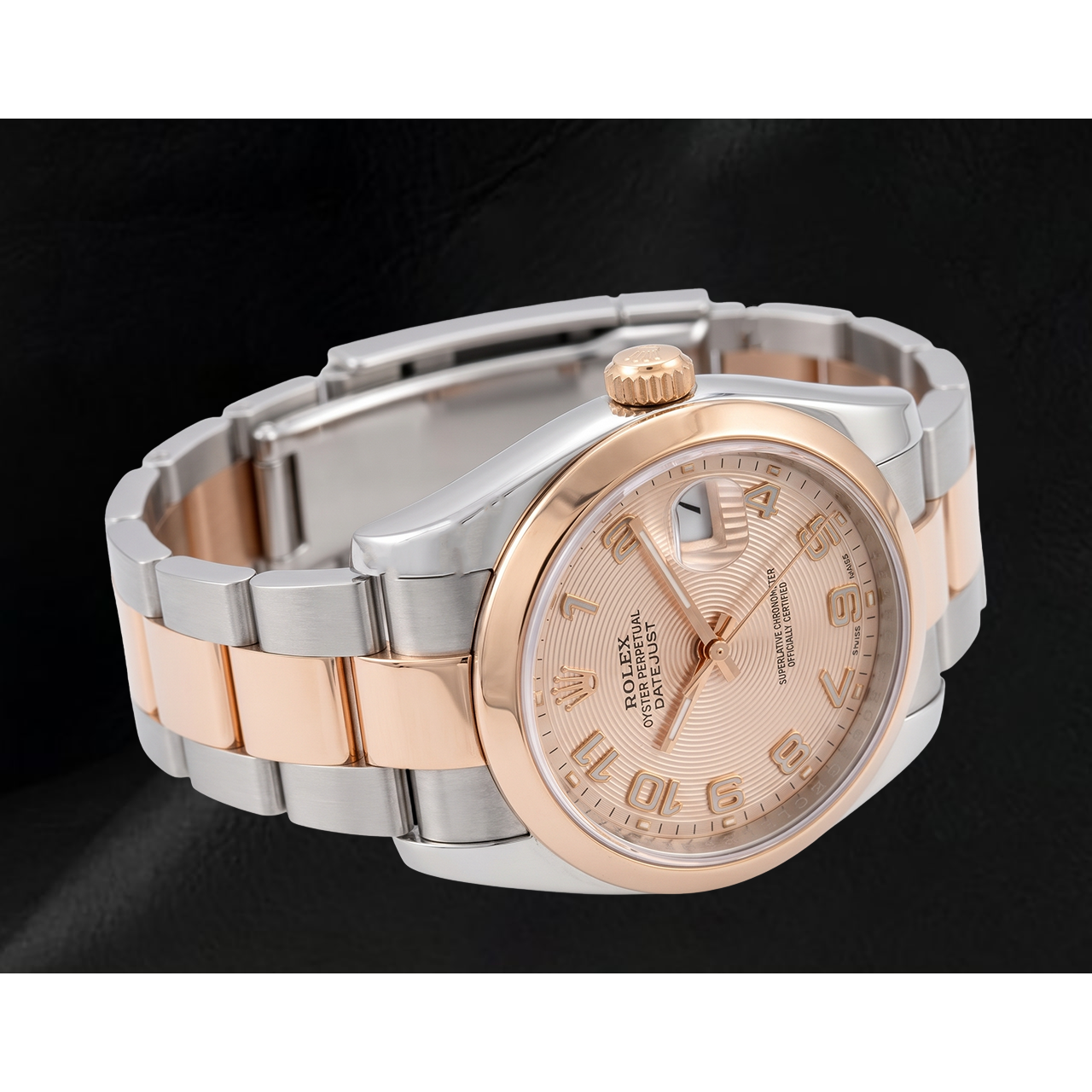 Rolex Datejust 36 mm 116201 Montre Bicolore Cadran Rose Concentrique à Chiffres Arabes