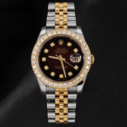 Rolex Datejust 36 mm 116233 Montre Bicolore Cadran Diamants Rouge Lunette Diamants