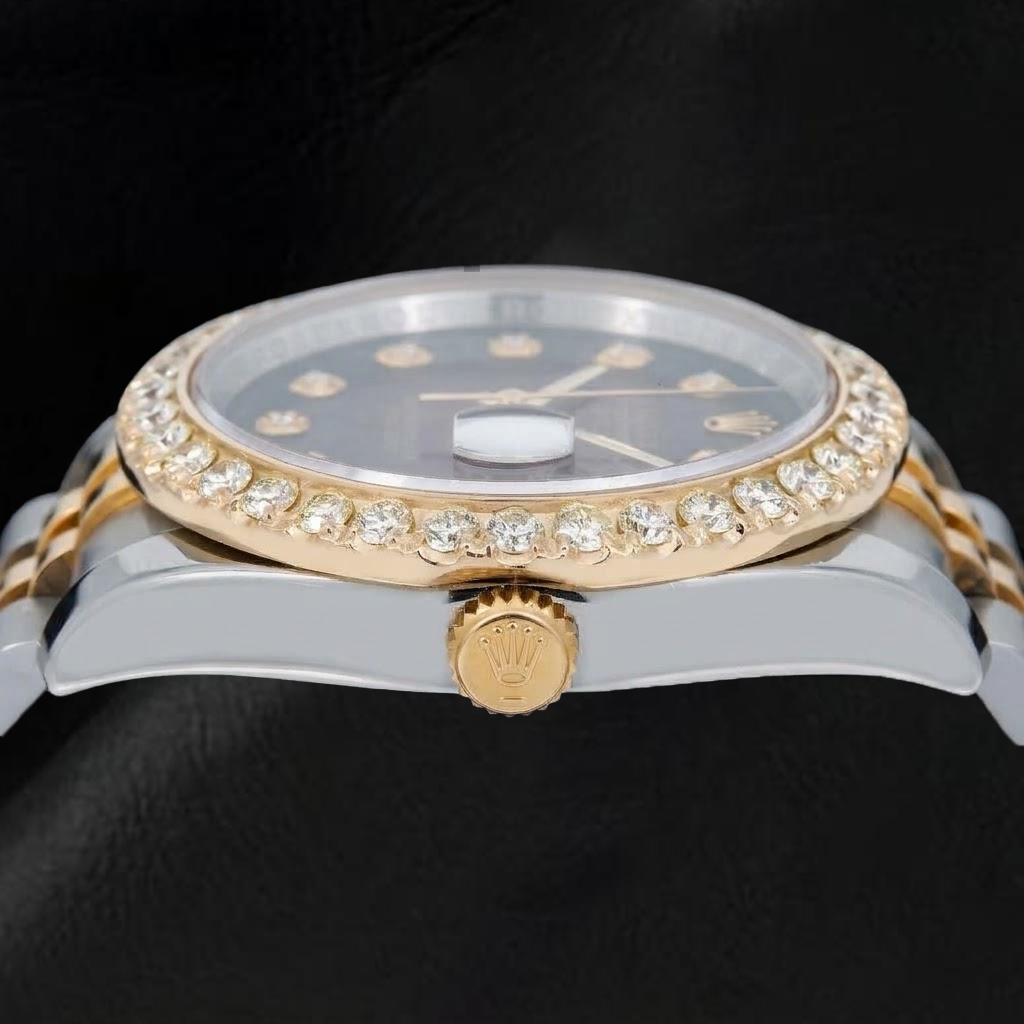 Rolex Datejust 36 mm 116233 Montre Bicolore Cadran Diamants Rouge Lunette Diamants