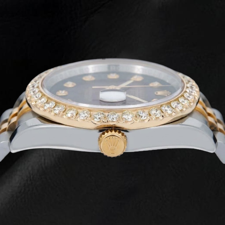 Rolex Datejust 36 mm 116233 Montre Bicolore Cadran Diamants Rouge Lunette Diamants