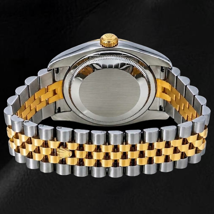 Rolex Datejust 36 mm 116233 Montre Cadran Gris à Chiffres Romains Lunette Cannelée Bicolore Bracelet Jubilé