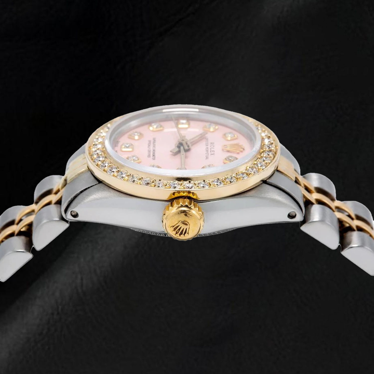 Rolex Oyster Perpetual 67193 26 mm Cadran Diamants Rose Bicolore Bracelet Jubilé