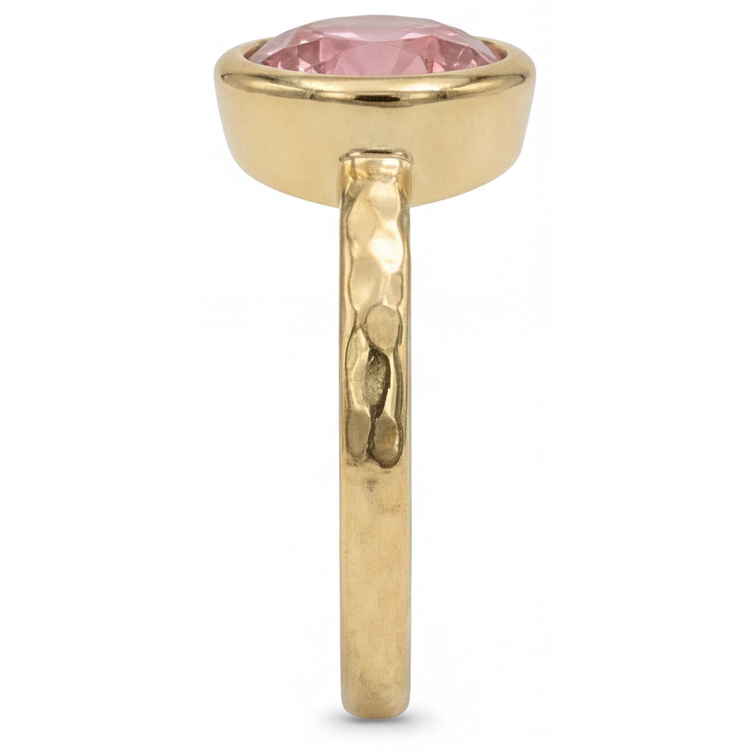 Bague de Fiançailles Solitaire Saphir Padparadscha Véritable Rond 2 Carats Lunette Or Jaune 14 Carats De Luxe