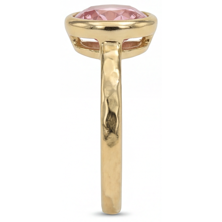 Bague de Fiançailles Solitaire en Or Jaune 14 Carats avec Véritable Saphir Padparadscha Rond 2 Carats Lunette