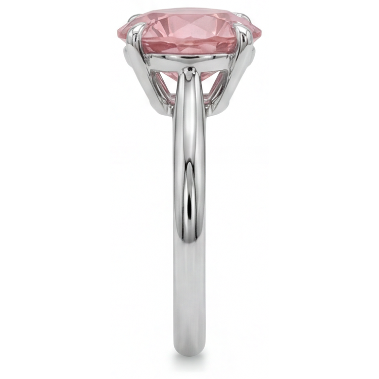 Bague Solitaire Saphir Padparadscha Pêche Véritable Rond de 2,5 Carats en Or Blanc 14 Carats