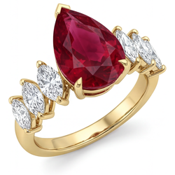Rubis Sang de Pigeon Pureté VVS Bague Trilogie – 4 carats en Or
