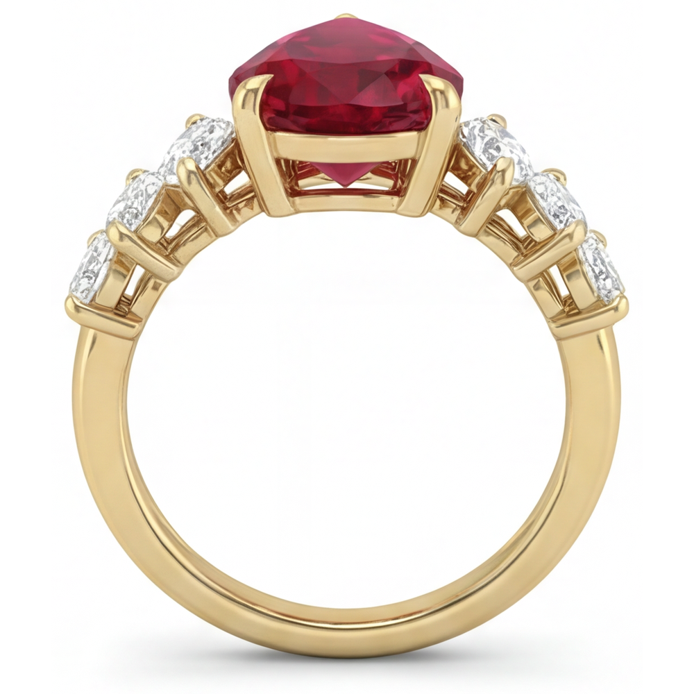 Rubis Sang de Pigeon Bague Trilogie – vue de dessus