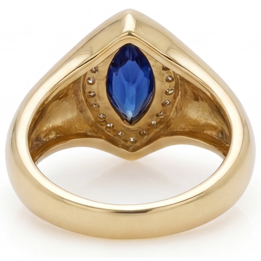 Saphir Bleu Bague avec Gemme – vue de dessus