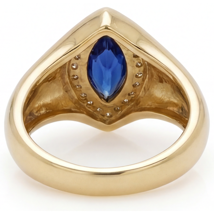 Saphir Bleu Bague avec Gemme – vue de dessus