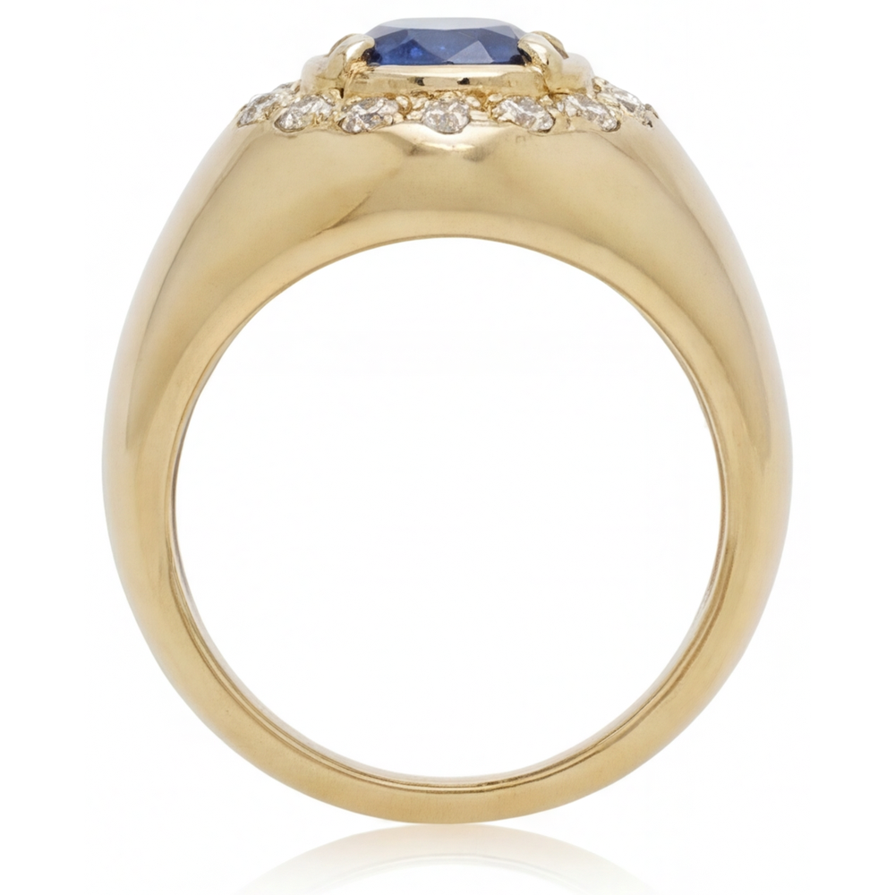 Saphir Bleu Taille Poire Bague avec Gemme en Or 14K Jaune – vue de dessus