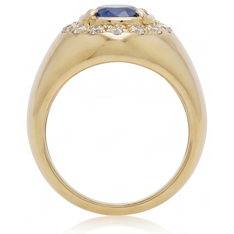 Saphir Bleu Taille Poire Bague avec Gemme en Or 14K Jaune – vue de dessus