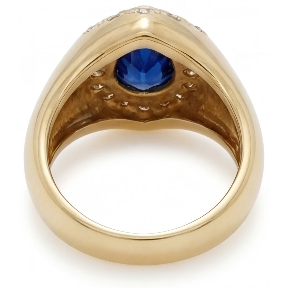 Saphir Bleu Bague avec Gemme 3,75 carats Or 14K Jaune – vue arrière
