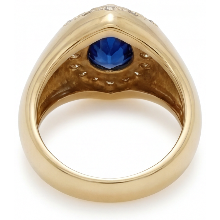 Saphir Bleu Bague avec Gemme 3,75 carats Or 14K Jaune – vue arrière
