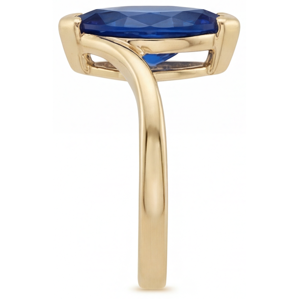 Saphir Bleu Marquise Bague avec Gemme en Or Jaune 14 Carats – vue d'angle