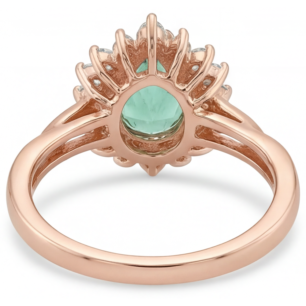 Premium Saphir Bleu Bague de Fiançailles Halo 3,5 carats – vue arrière