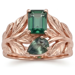 Saphir Bleu Bague Pierre de Couleur – Or 14K Rose 2,50 carats