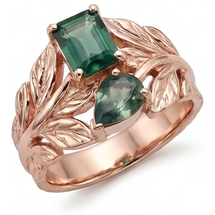 Saphir Bleu Bague Pierre de Couleur 2,50-carats Or 14K Rose – vue de côté