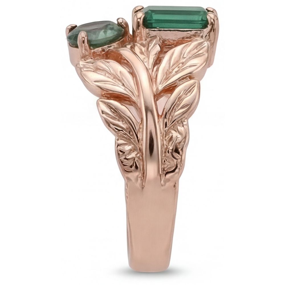Taille à Degrés Saphir Bleu bague en Or 14K Rose – vue de profil