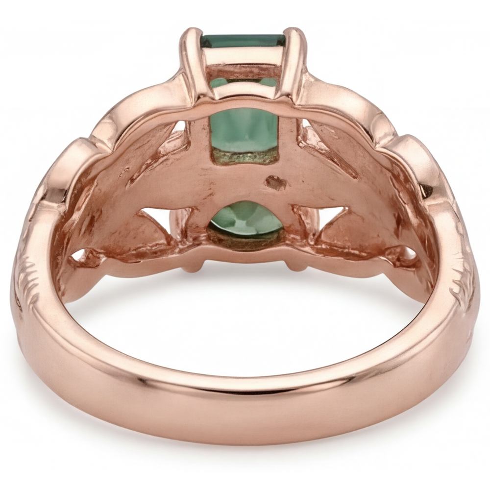 Saphir Bleu Taille à Degrés Bague Pierre de Couleur en Or 14K Rose – vue de dessus