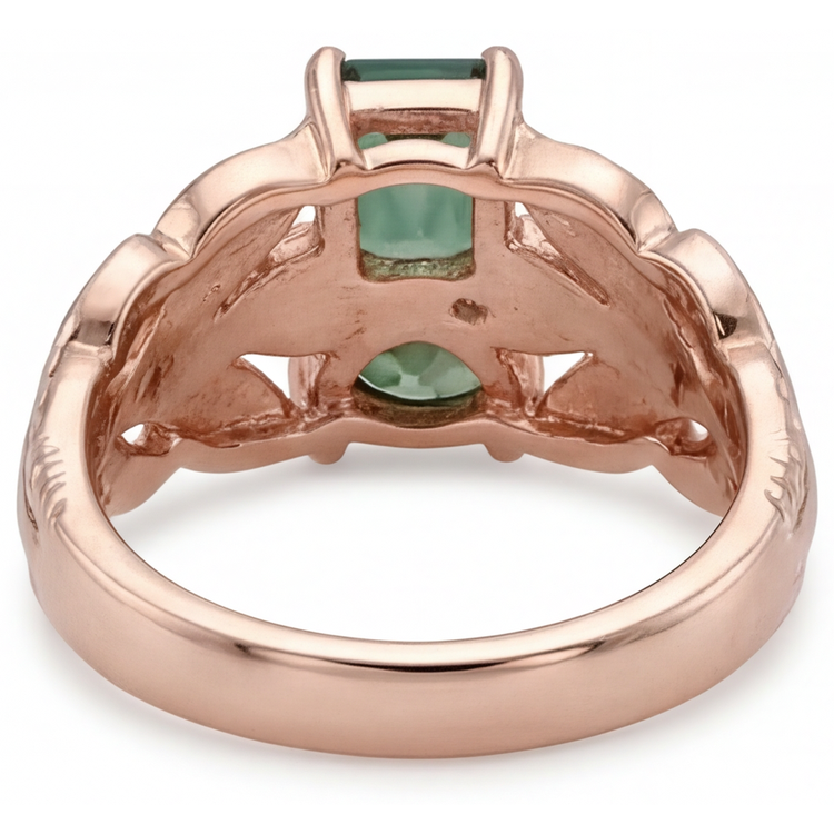 Saphir Bleu Taille à Degrés Bague Pierre de Couleur en Or 14K Rose – vue de dessus