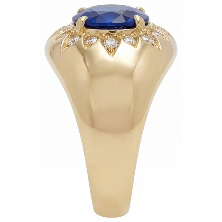 Saphir Bleu Bague Pierre de Couleur 2,75 carats Or 14K Jaune – vue d'angle