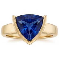 Or 14K Jaune Saphir Bleu Bague Pierre Précieuse – 3-carats