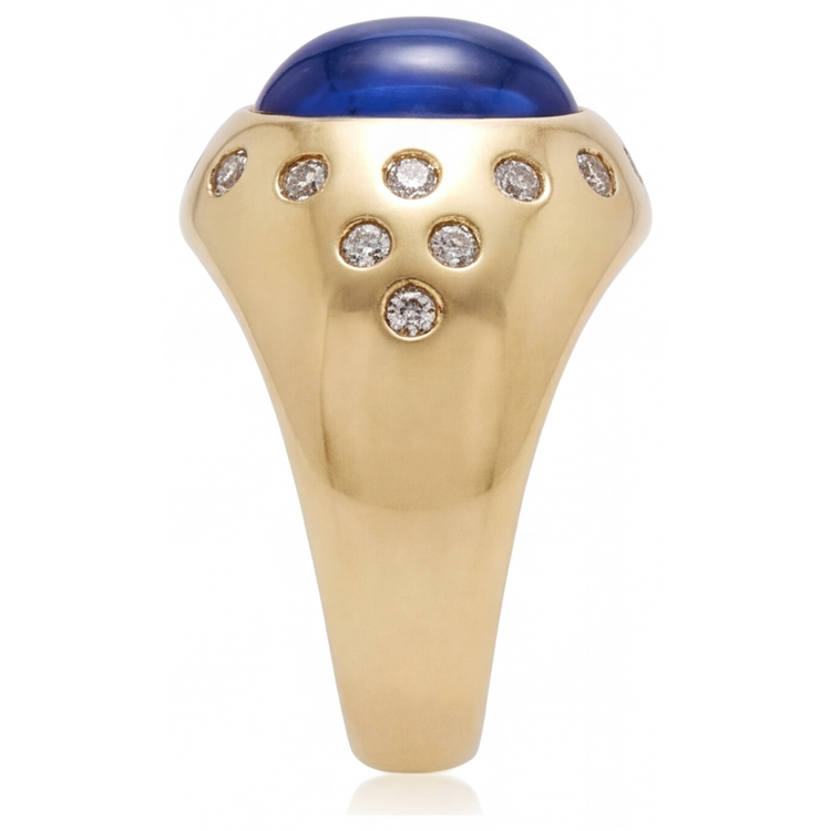 Signature Saphir Bleu Bague Pierre Précieuse 5 carats – vue de côté