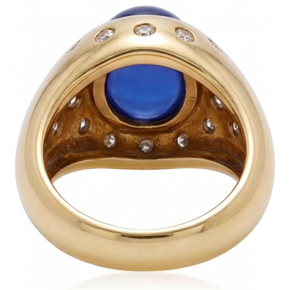 Saphir Bleu Bague Pierre Précieuse – vue de profil