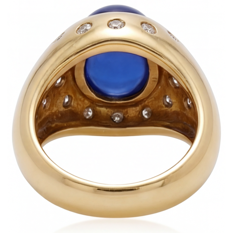 Saphir Bleu Bague Pierre Précieuse – vue de profil