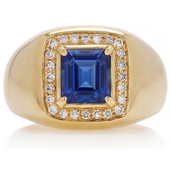 Homme Intemporel Bague avec Gemme avec Saphir Bleu Bleuet VVS –
